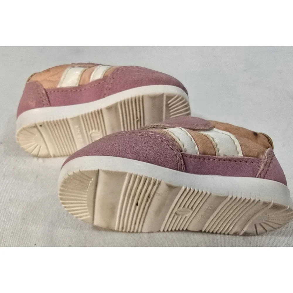 Baby Shoes Suede Pink & White Size 1‎ With Straps USA MADE Vintage